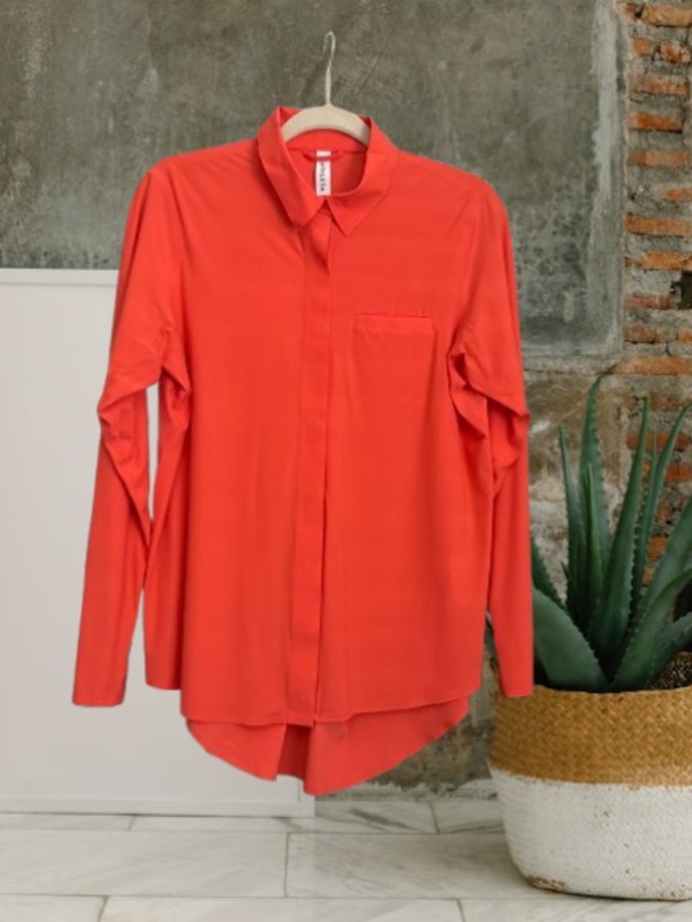 Athleta Bright Orange Long-Sleeve Blouse